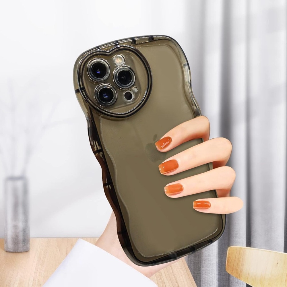 iPhone 13 Pro Max Clear Case - Love-Heart Camera Frame, Wavy Edge Design